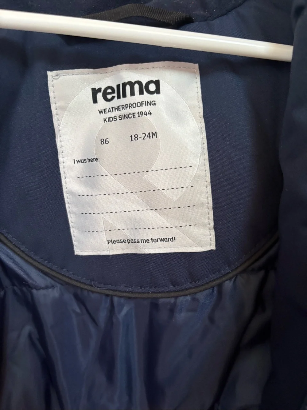 Reima Mutka Kids Navy Winter Parka Faux Fur Hood Size 86, 18 to 24M
